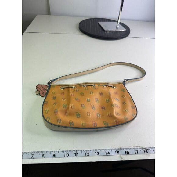 Vtg DOONEY Bourke Orange Logo Y2k 90s Leather Trim - Picture 12 of 12